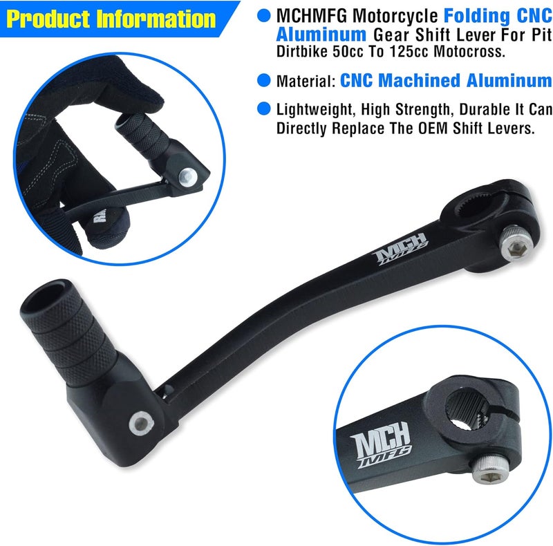 MCHMFG Folding Gear Shifter Shift Lever CNC Aluminum Gear Shifter Shift Lever for XR50 XR80 CRF50 CRF70 50cc-125cc Pit Dirt Bike Motorcycle (Black) - Image 3